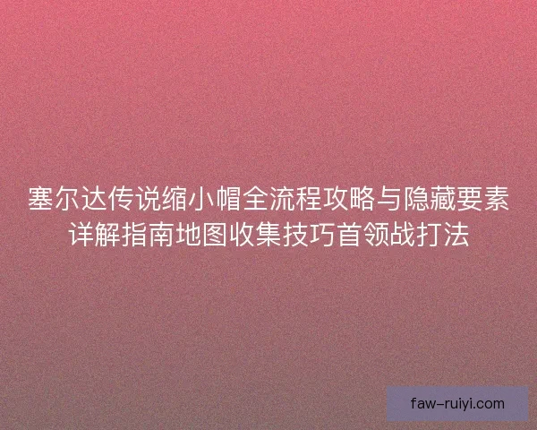 塞尔达传说缩小帽全流程攻略与隐藏要素详解指南地图收集技巧首领战打法